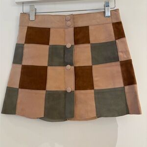 Bonpoint Patchwork Mini Skirt - Brown, Pink, Charcoal